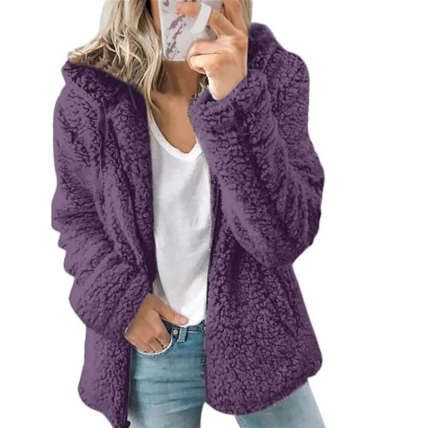 Plus Size Hoodie Coat Long Sleeve