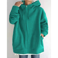 Plus Size Jacket Zipper Pocket Solid Formal Long Sleeve