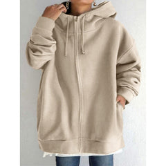 Plus Size Jacket Zipper Pocket Solid Formal Long Sleeve