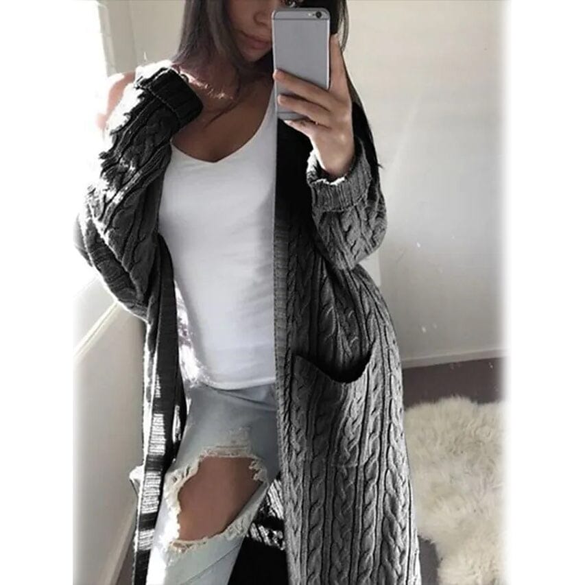 Pocket Knitted Cardigan Sweater