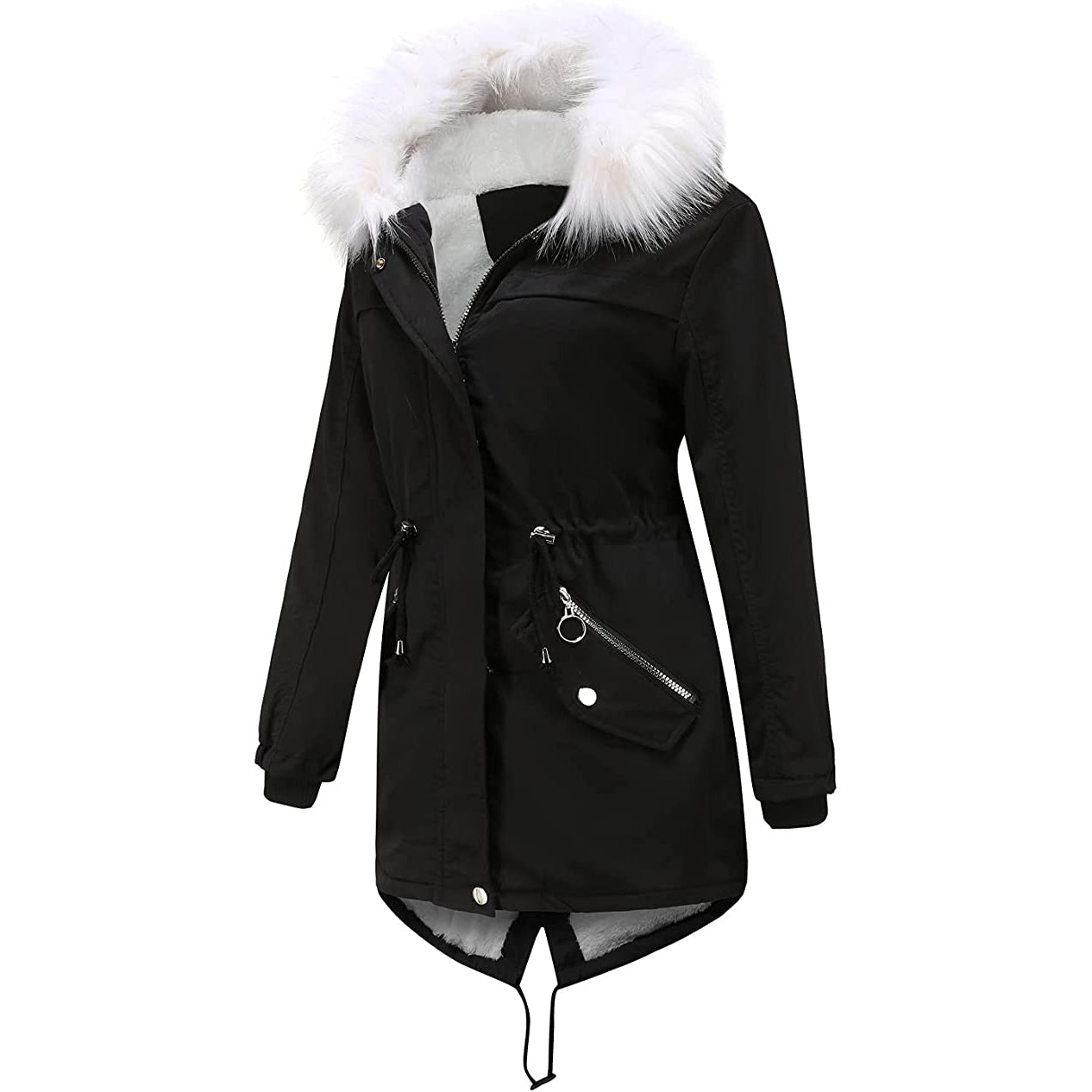 Thick Warm Fleece Lined Winter Coat Jacket Parka with Fluffy Hood