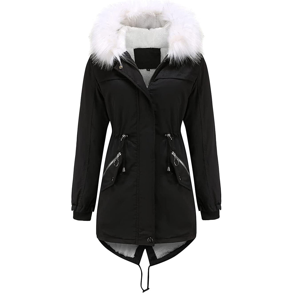 Thick Warm Fleece Lined Winter Coat Jacket Parka with Fluffy Hood