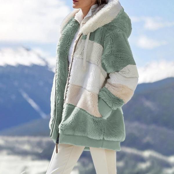 Warm Plush Faux Fur Hooded Jacket Outerwear