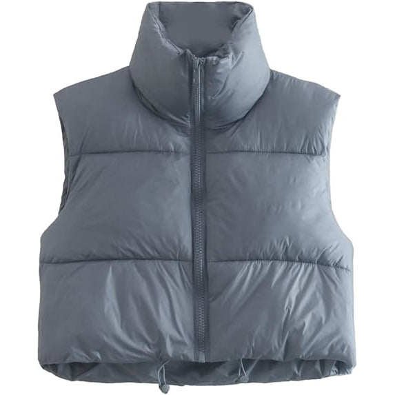 Winter Crop Vest Lightweight Sleeveless Warm Outerwear Puffer Vest Padded Gilet