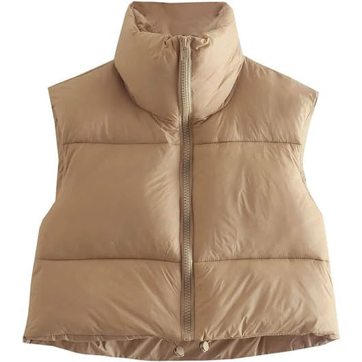 Winter Crop Vest Lightweight Sleeveless Warm Outerwear Puffer Vest Padded Gilet