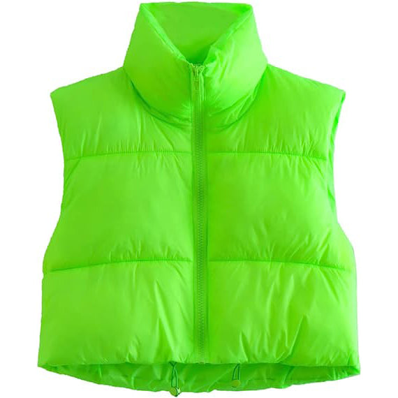 Winter Crop Vest Lightweight Sleeveless Warm Outerwear Puffer Vest Padded Gilet