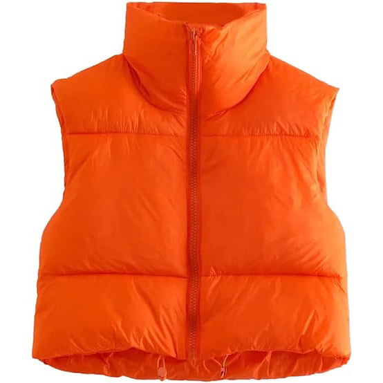 Winter Crop Vest Lightweight Sleeveless Warm Outerwear Puffer Vest Padded Gilet