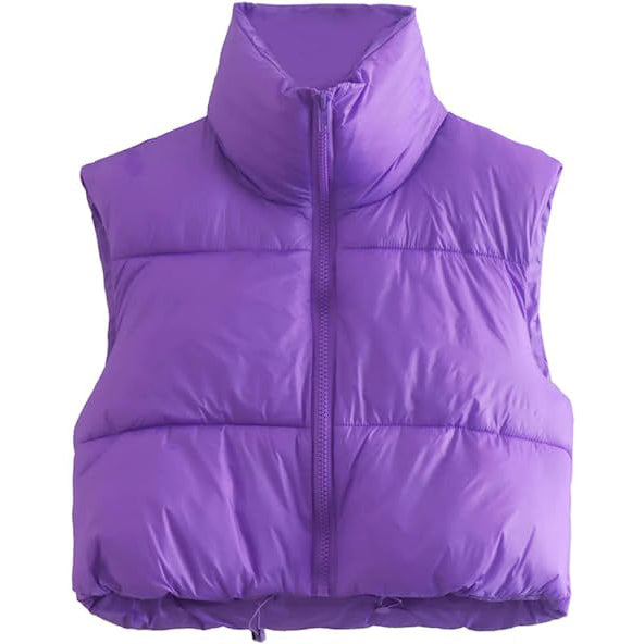 Winter Crop Vest Lightweight Sleeveless Warm Outerwear Puffer Vest Padded Gilet