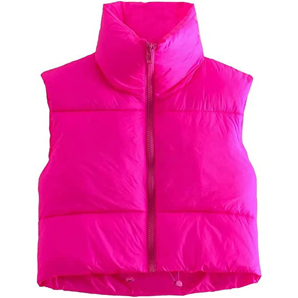 Winter Crop Vest Lightweight Sleeveless Warm Outerwear Puffer Vest Padded Gilet
