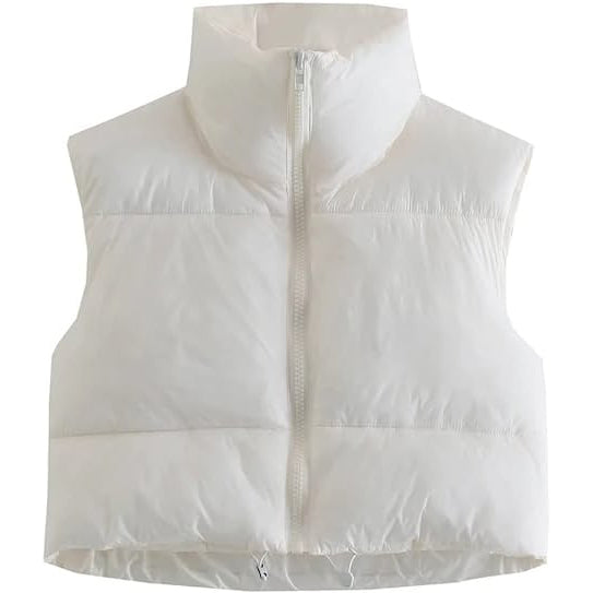 Winter Crop Vest Lightweight Sleeveless Warm Outerwear Puffer Vest Padded Gilet