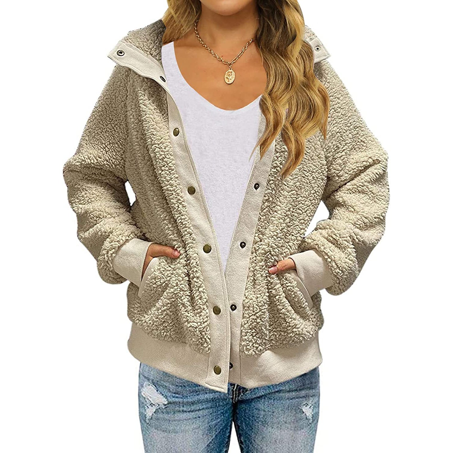 Winter Sherpa Fleece Button Jacket Coat