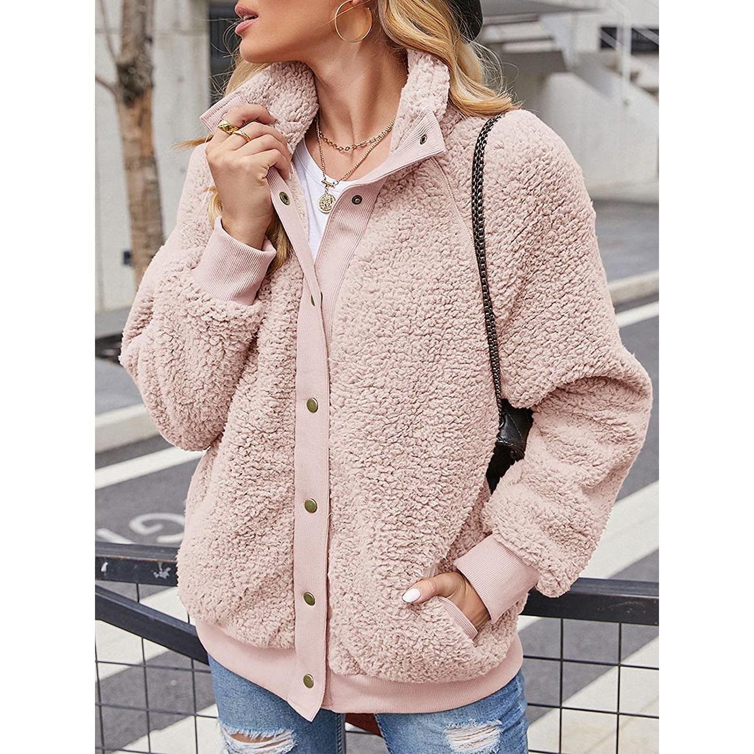 Winter Sherpa Fleece Button Jacket Coat