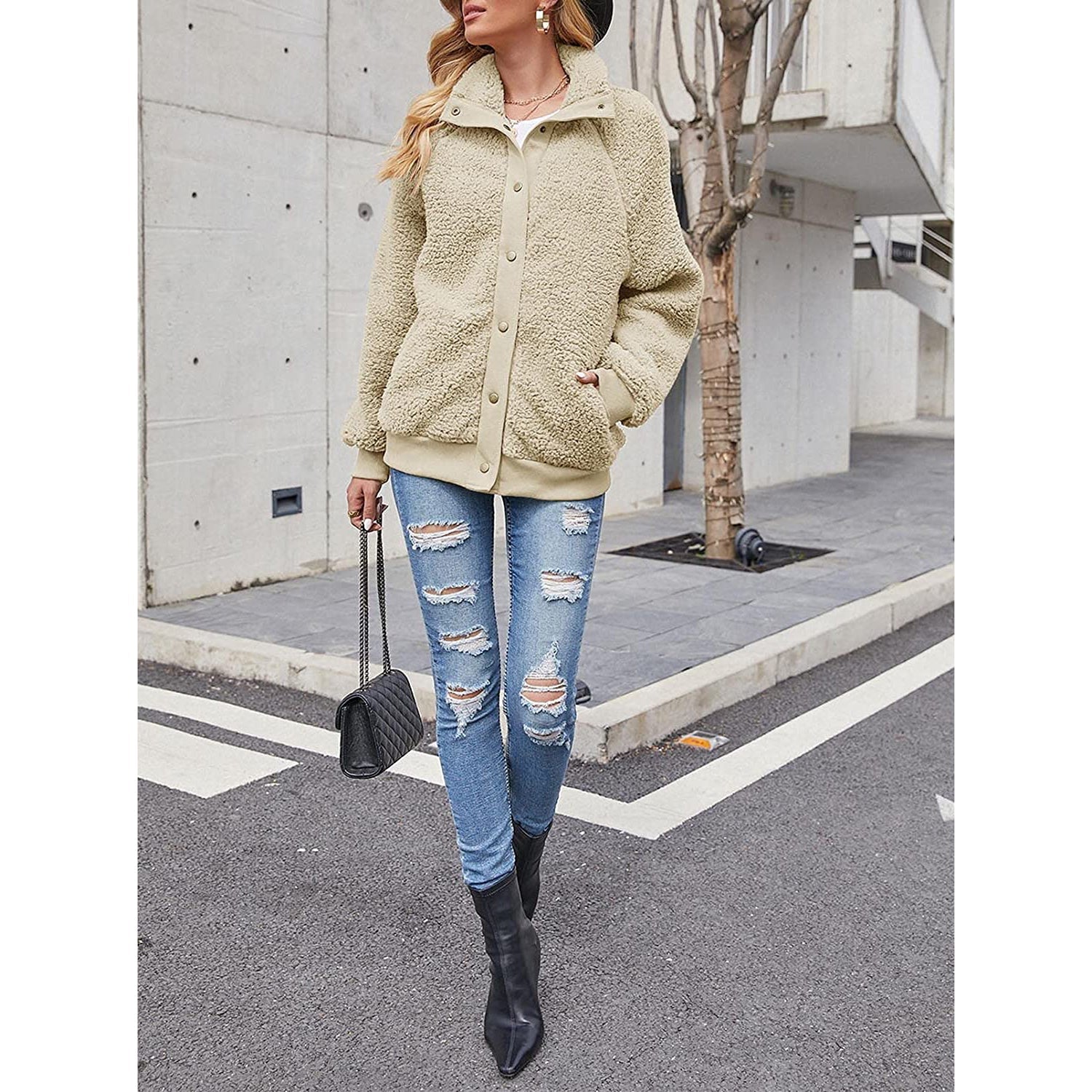 Winter Sherpa Fleece Button Jacket Coat