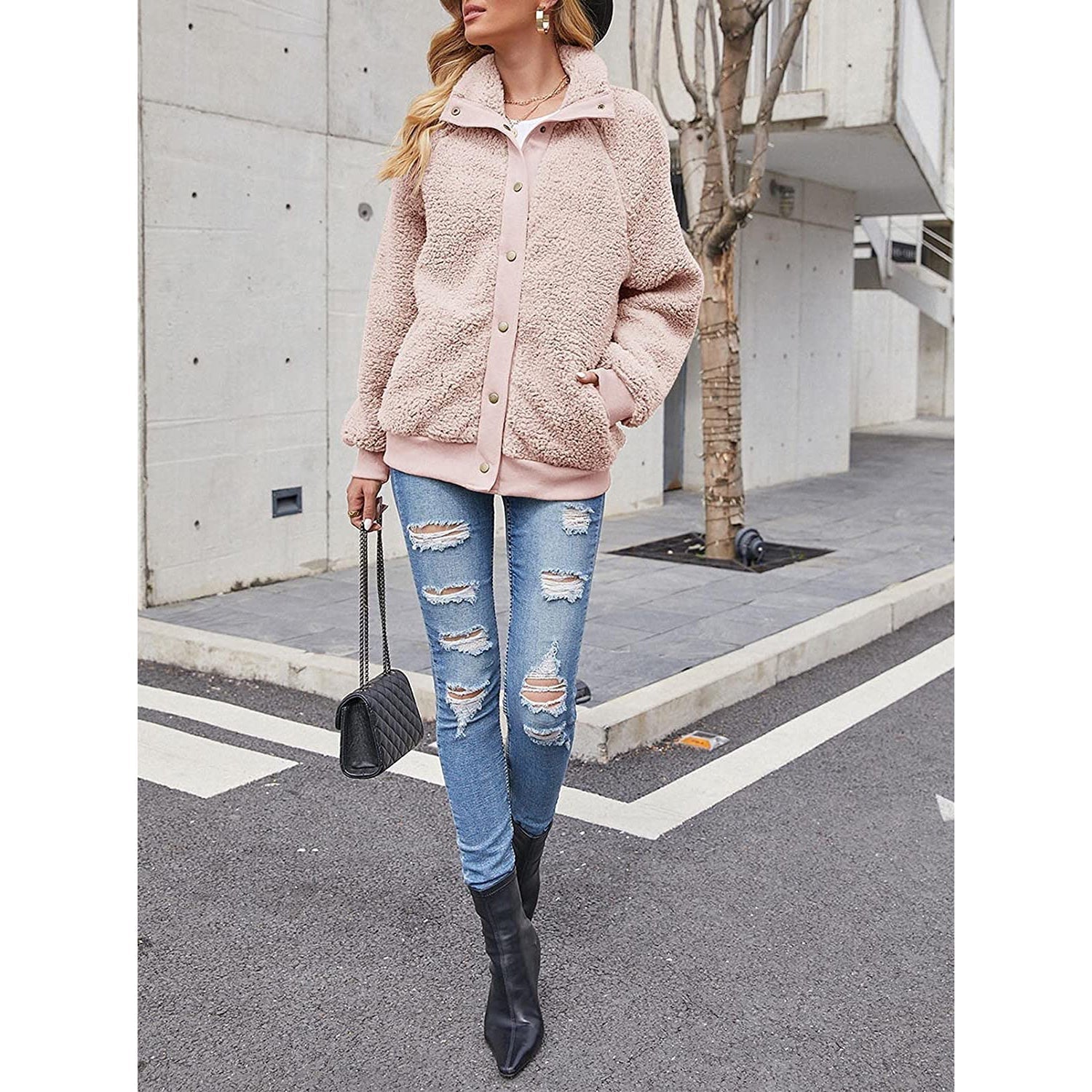 Winter Sherpa Fleece Button Jacket Coat