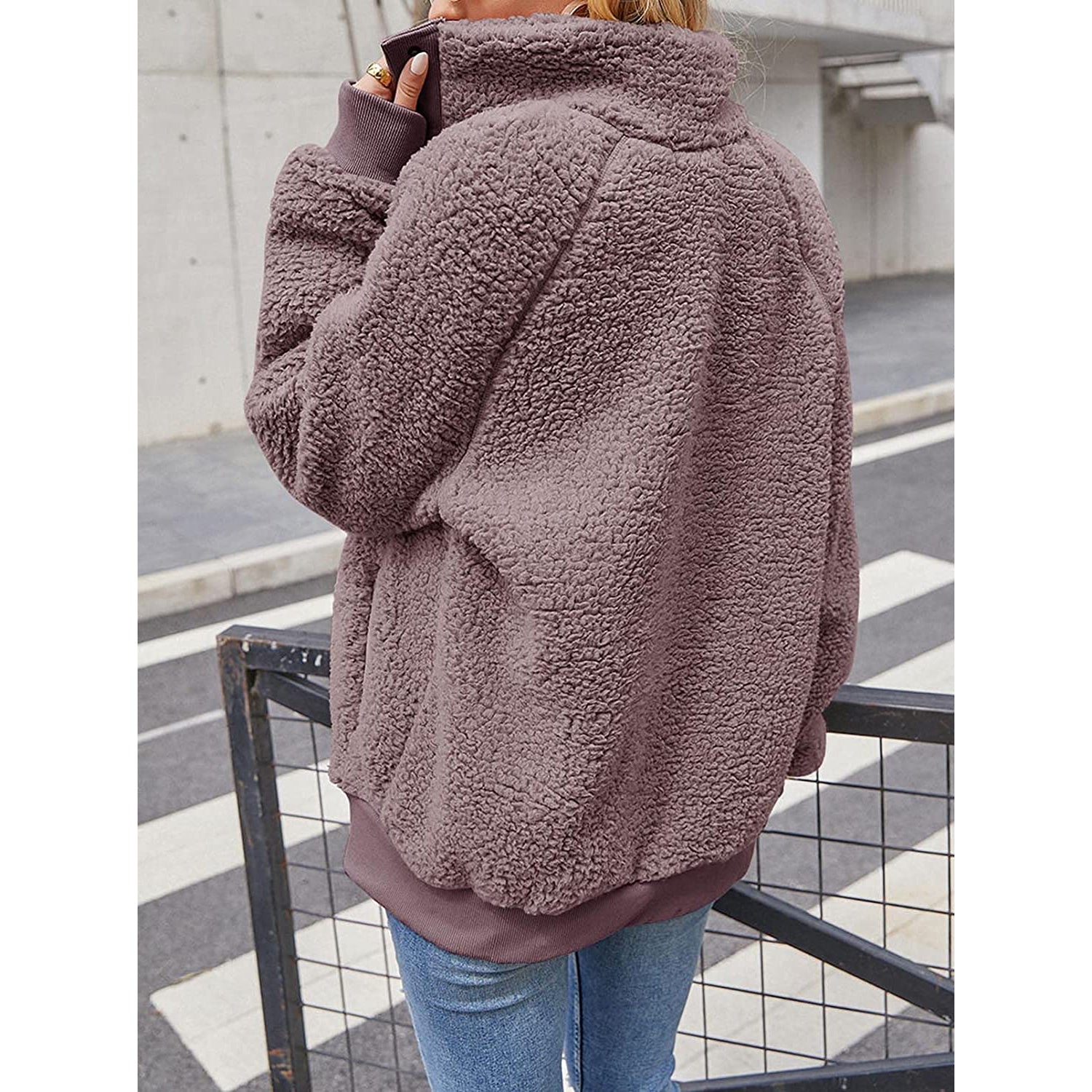 Winter Sherpa Fleece Button Jacket Coat