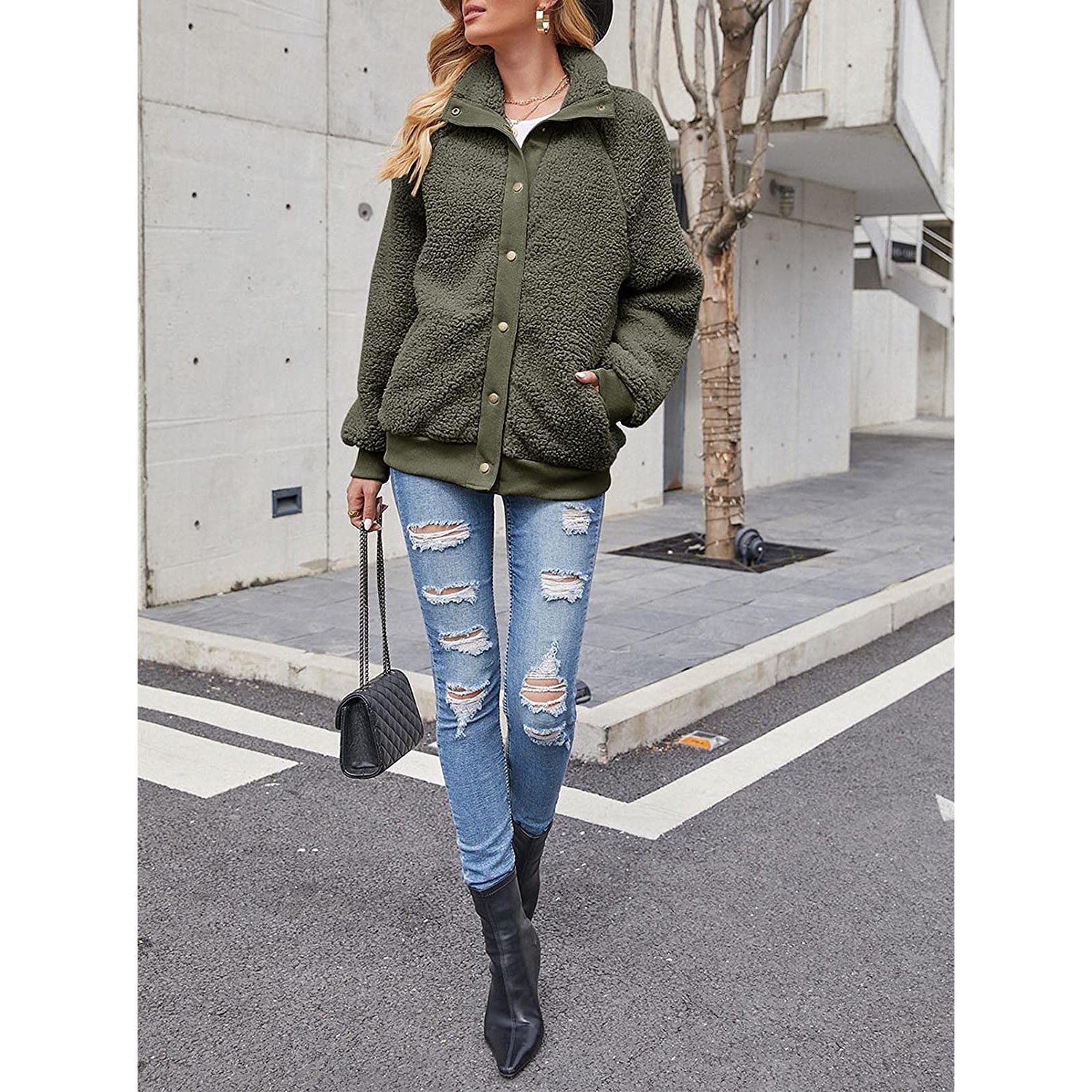 Winter Sherpa Fleece Button Jacket Coat