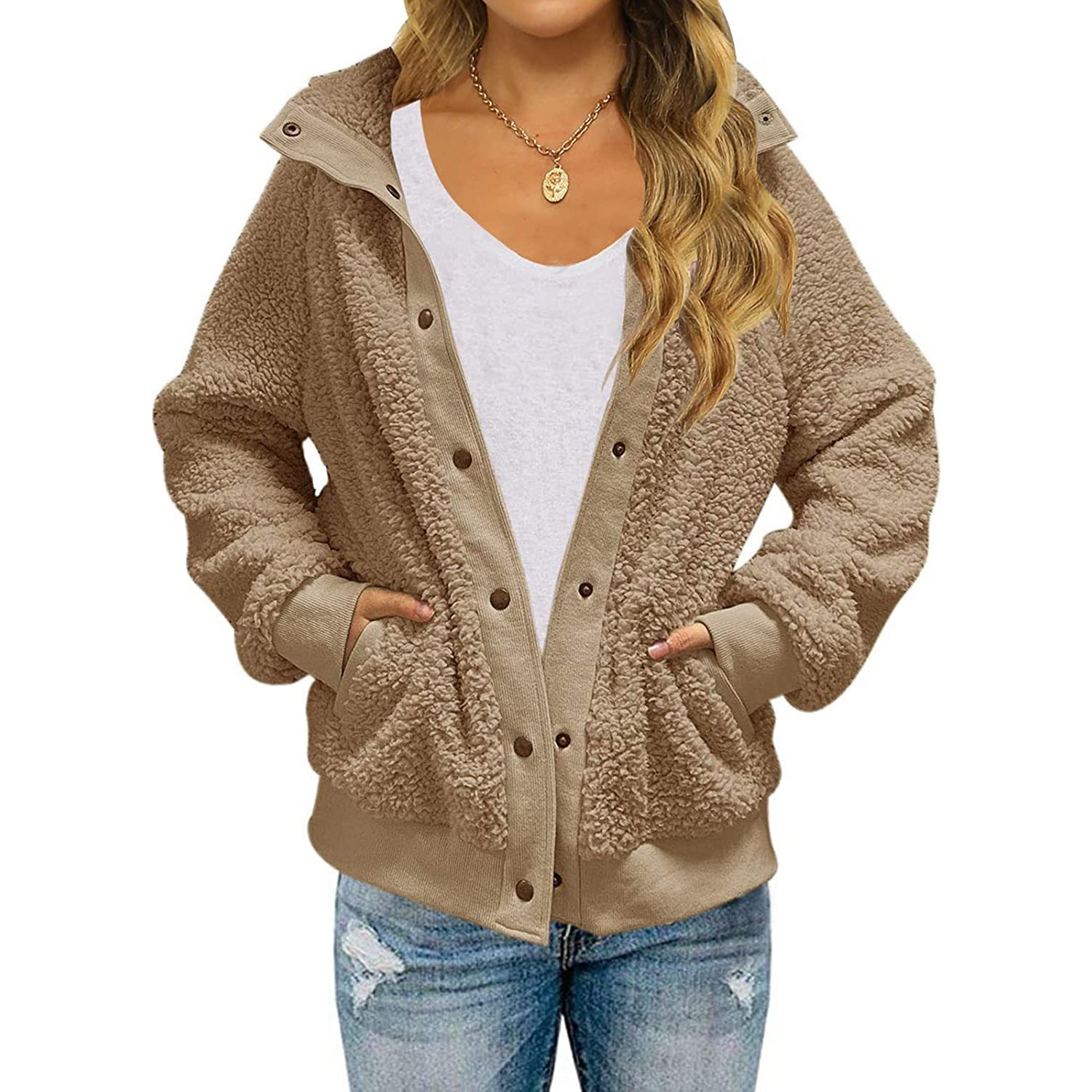 Winter Sherpa Fleece Button Jacket Coat