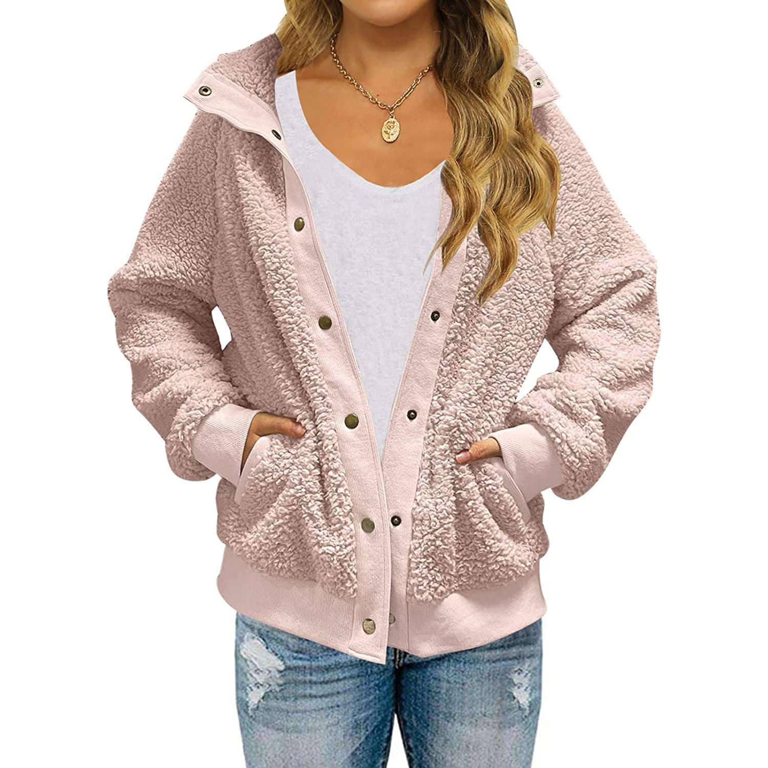 Winter Sherpa Fleece Button Jacket Coat