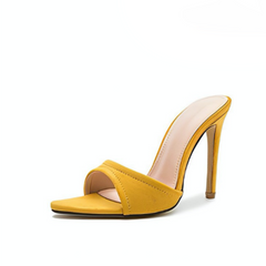 Yellow Pointed Toe Stiletto Mules