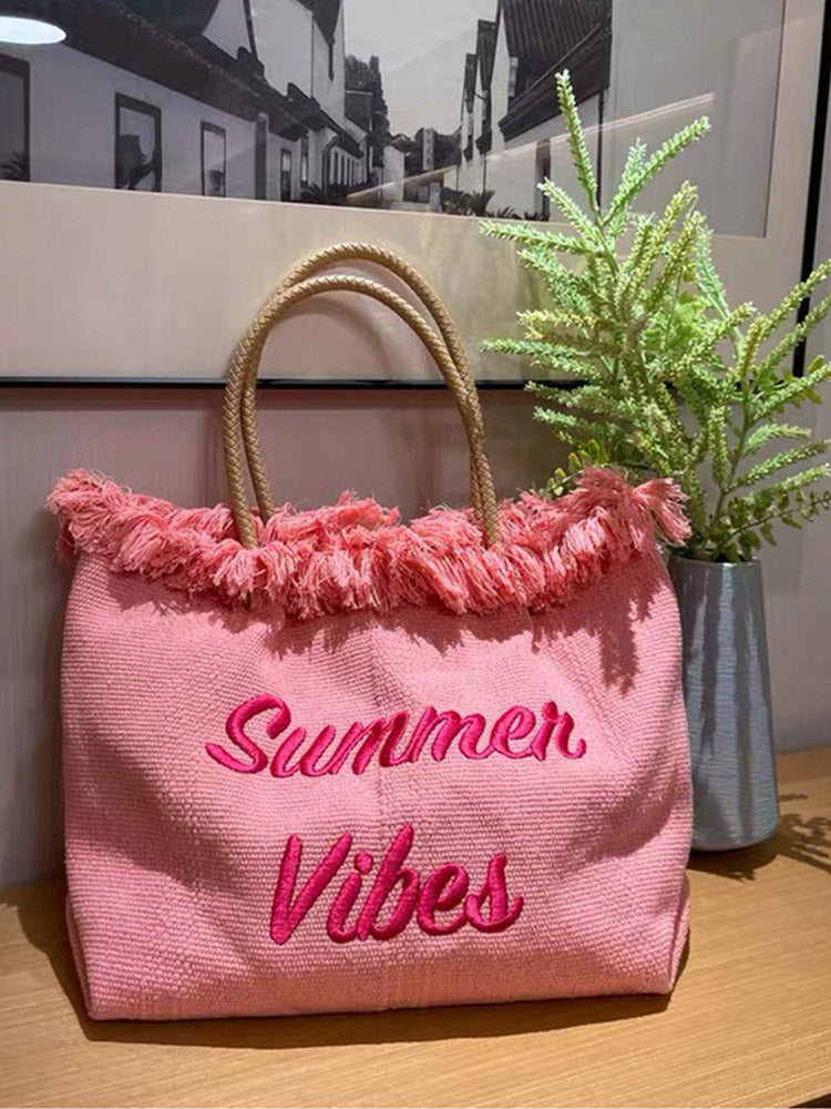 Summer Vibe Tassel Tote Bag