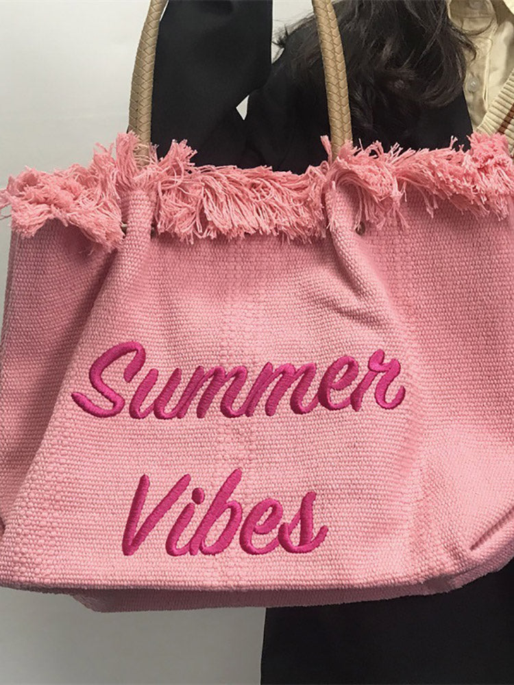 Summer Vibe Tassel Tote Bag