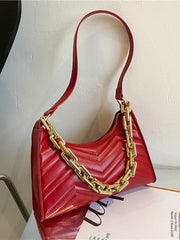 Solid Color Zipper Shoulder Bag