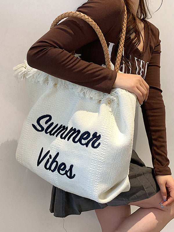 Summer Vibe Tassel Tote Bag