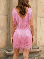 Sequin Sleeveless Tassels Dress