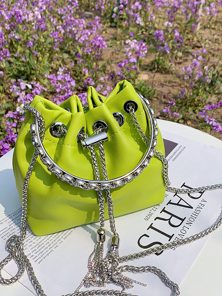 Rhinestone Decor Bucket Bag