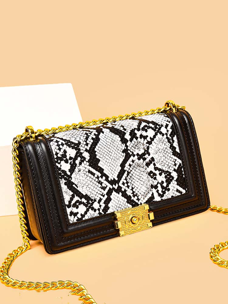 Snake Patchwork One Shoulder Bag