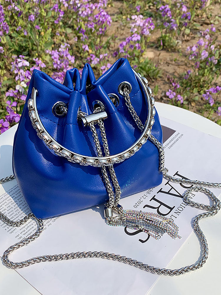 Rhinestone Decor Bucket Bag