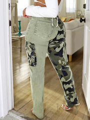 Camouflage Denim Patchwork Pants