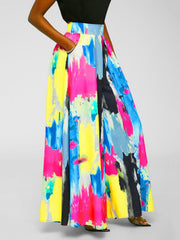 Tie Dye Print High Waist Wide Leg Pants