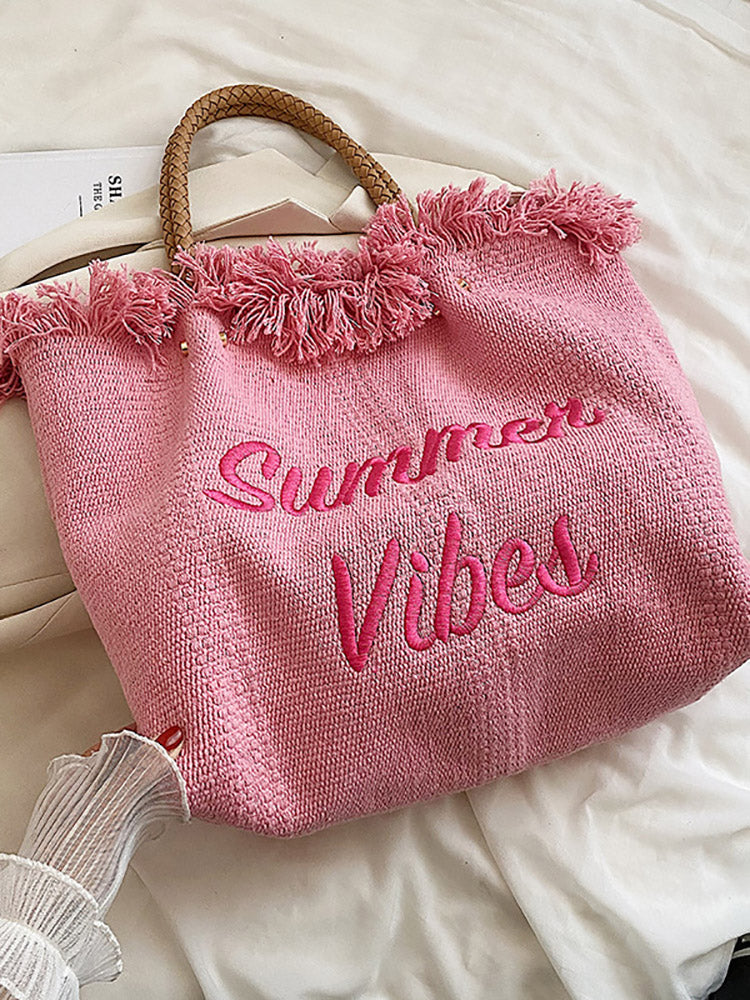 Summer Vibe Tassel Tote Bag