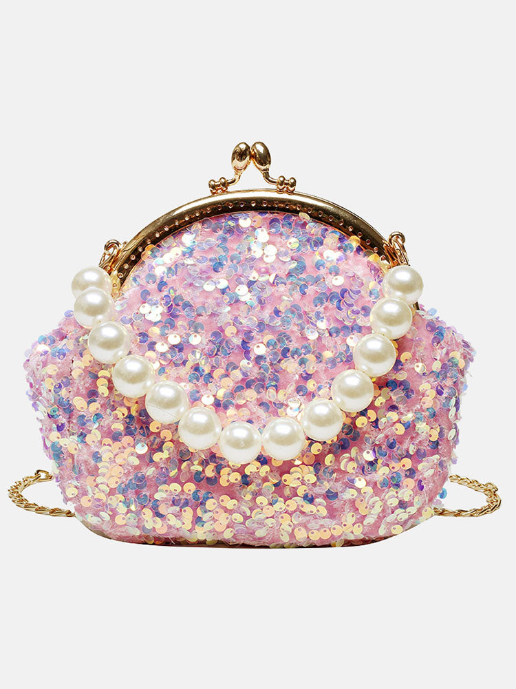 Sequin Pearl Evening Mini Bag