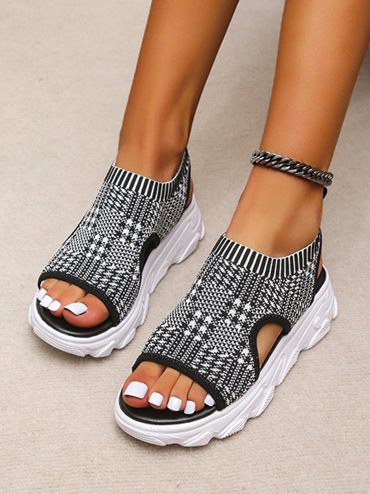 Knit Cutout Platform Sandals