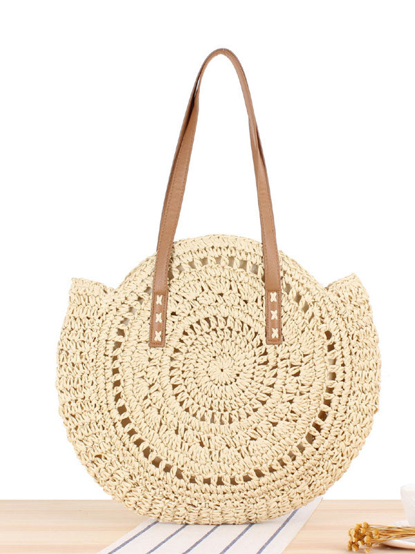 Vintage Round Straw Beach Bag