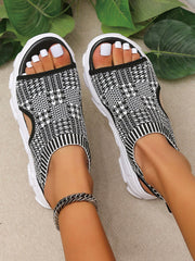 Knit Cutout Platform Sandals