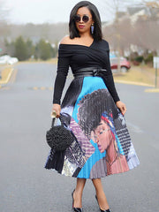 Cartoon Pleated Skirt