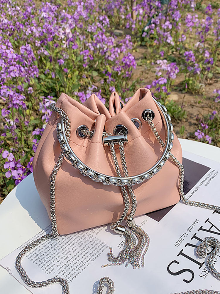 Rhinestone Decor Bucket Bag