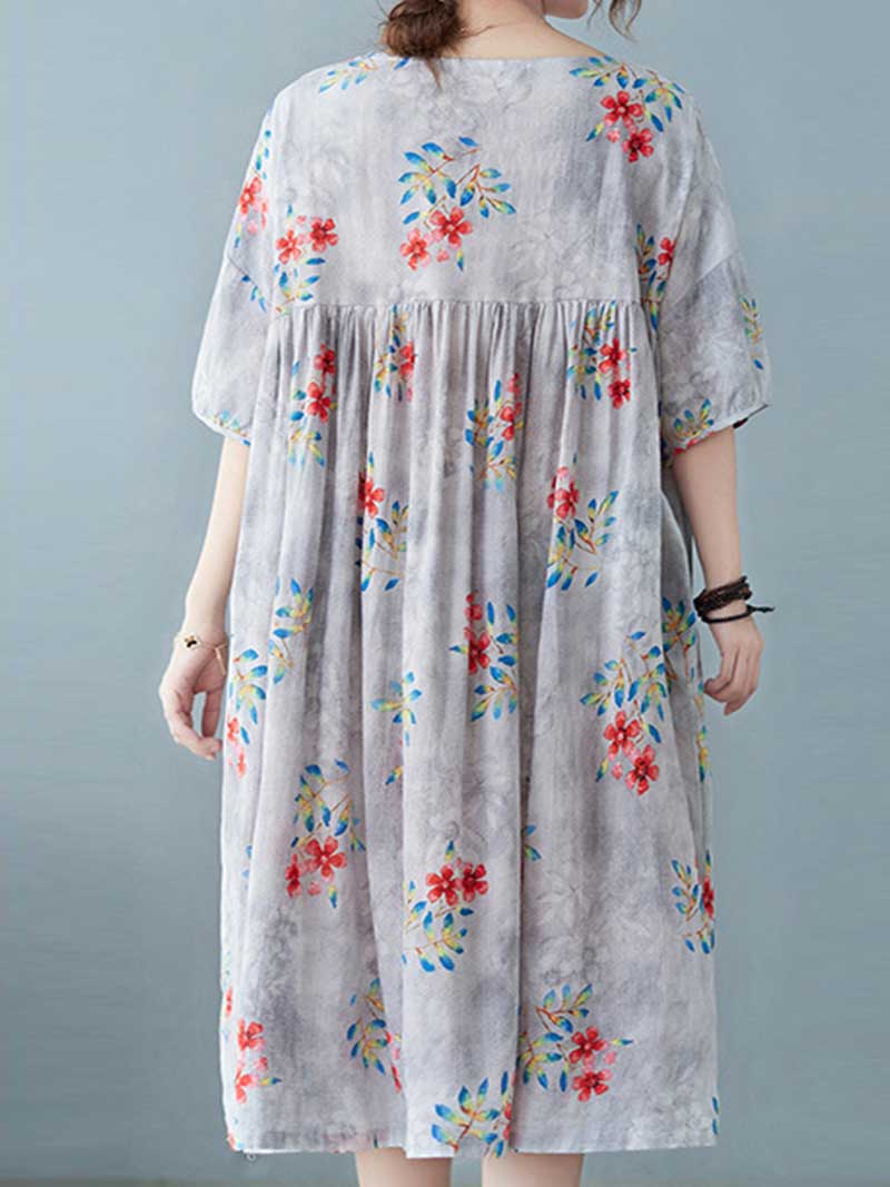 World Around Me Printed Floral Smock Dress