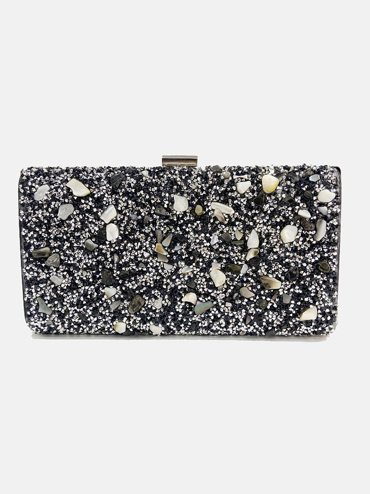 Rhinestone Sequin Box Clutch