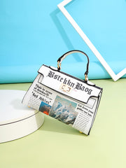 Letter Print  Graphic Flap Satchel