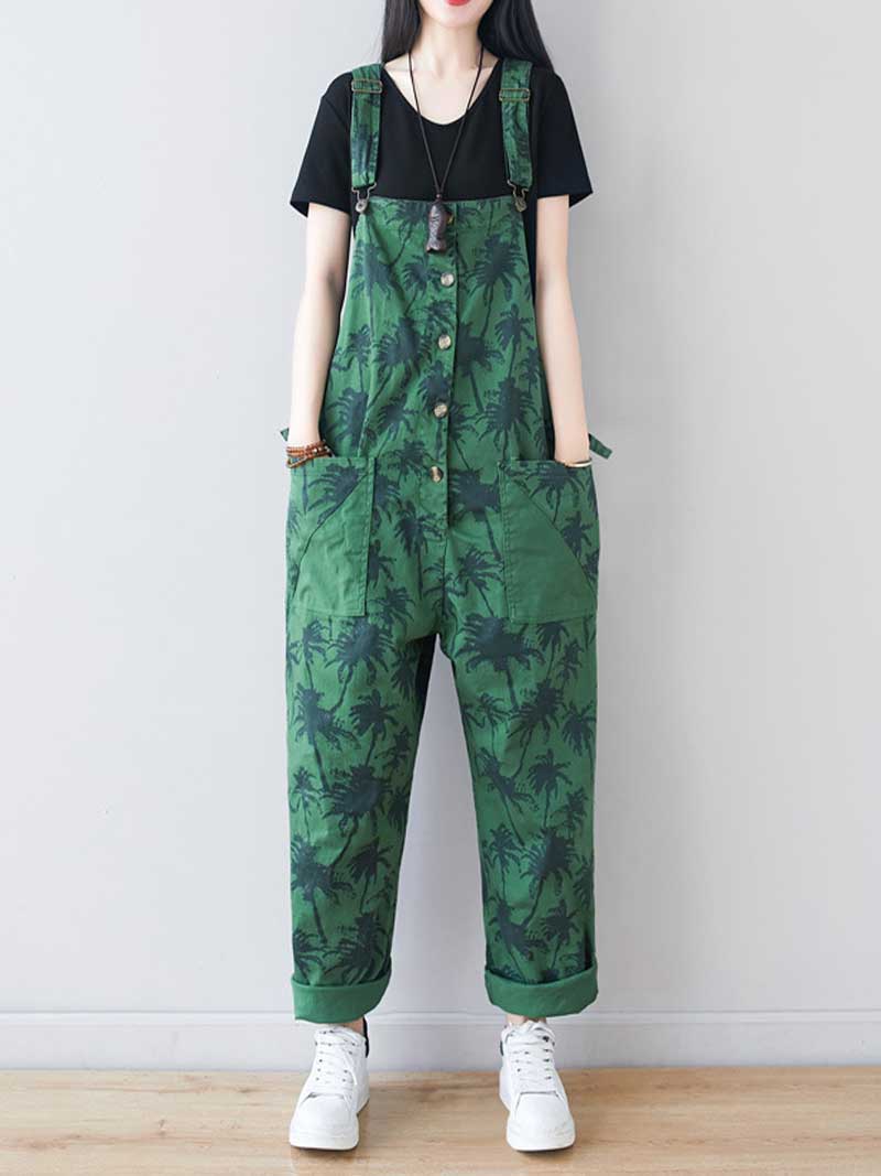 Work Hard Printed Cotton Overall Dungarees