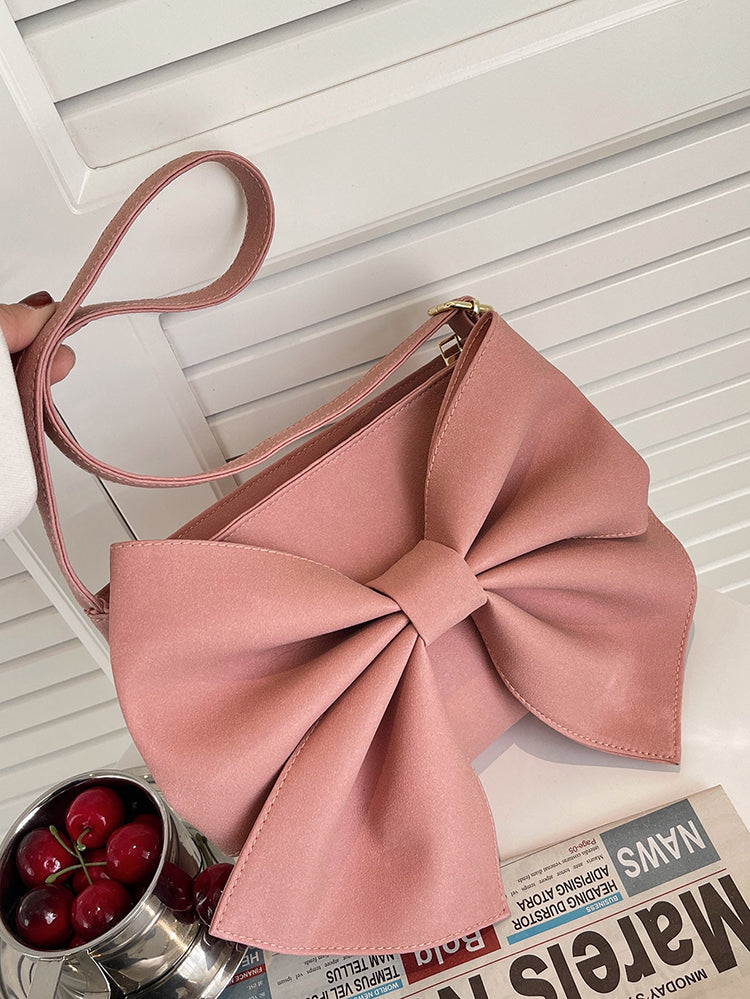 Bow Decor Zipper Square Bag