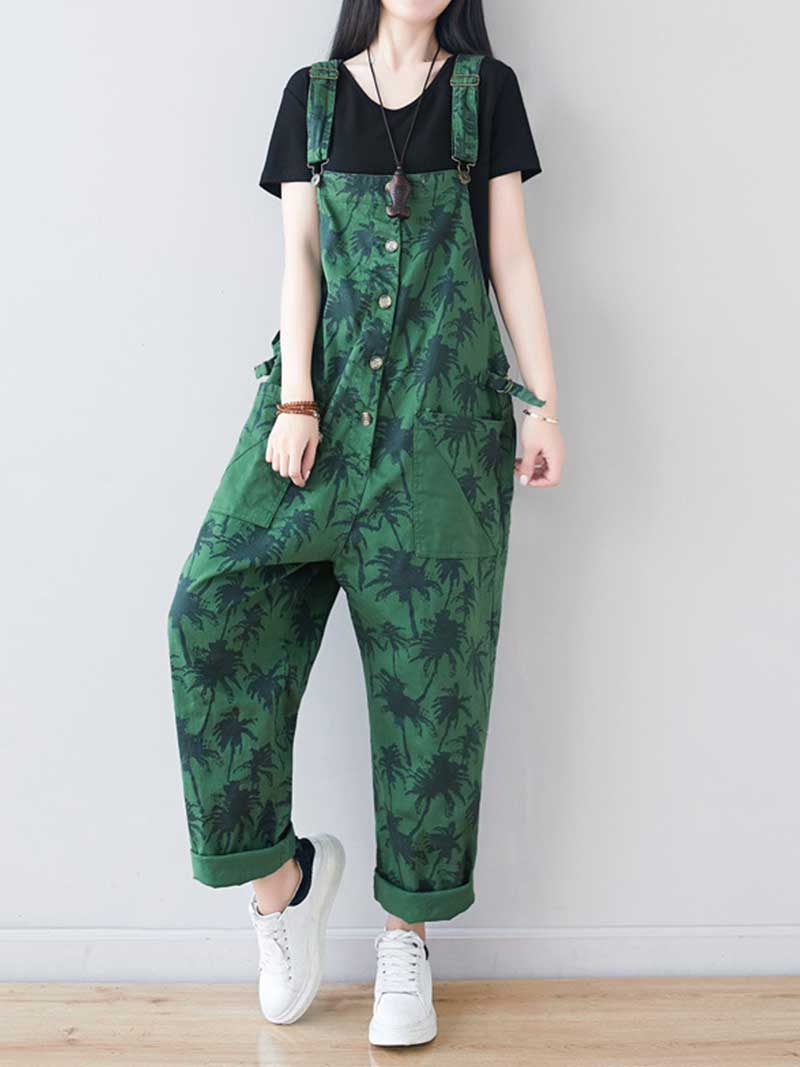 Work Hard Printed Cotton Overall Dungarees