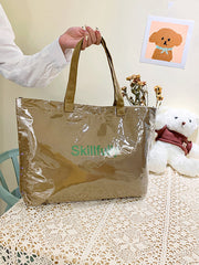 Solid Color Letter Print  Tote