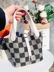 Rhinestone Plaid Tote Bag