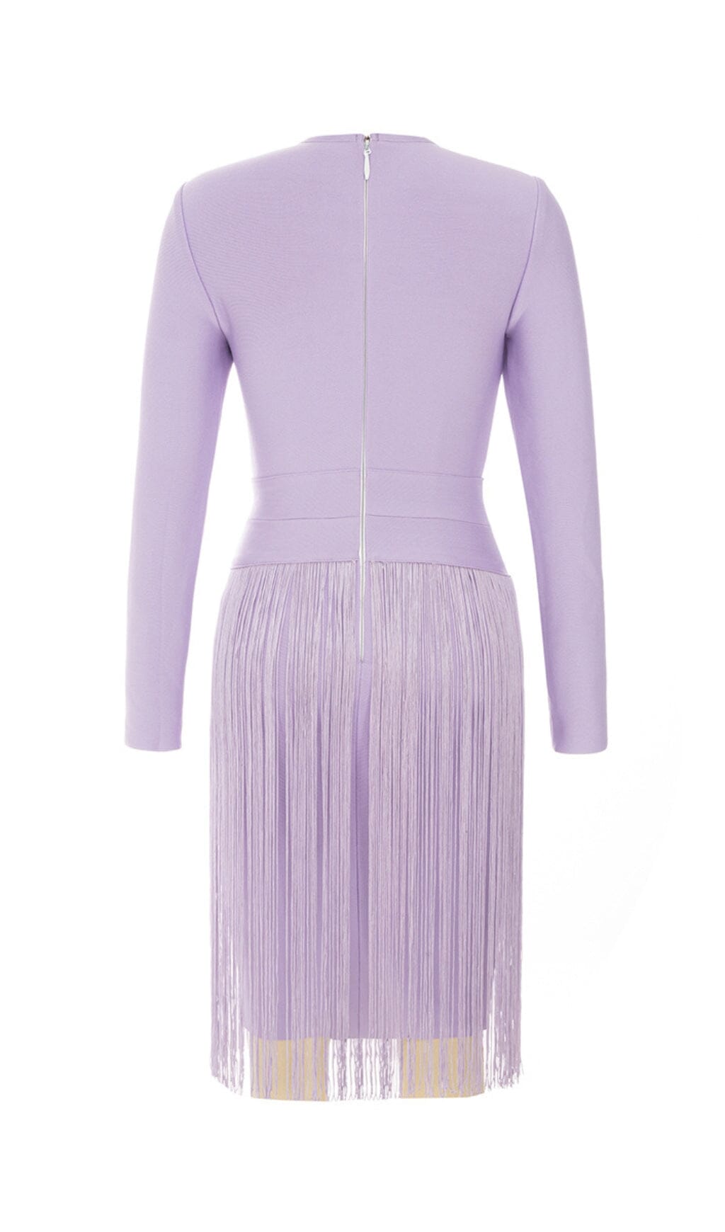 HOLLOWED-OUT SHOULDER FRINGED DRESS IN PURPLE