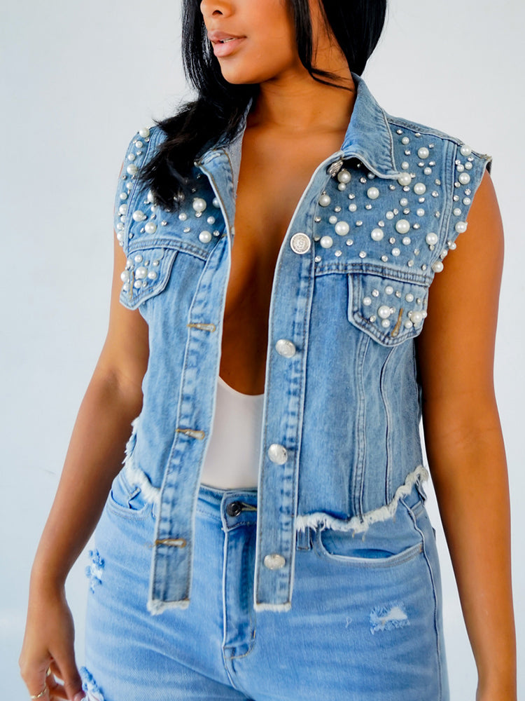 Casual Sleeveless Denim Jacket